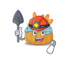 Cool miner worker of bread basket cartoon character design