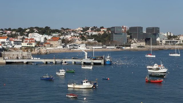 Small fishing boats harbor, Portugal.