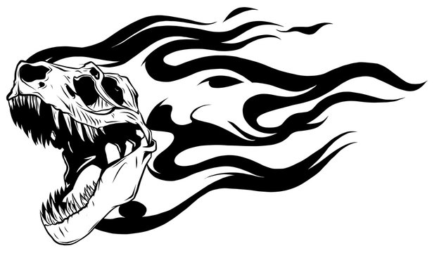 recommend clip art: Vector skeleton of Tyrannosaurus rex with flames on isolated background .