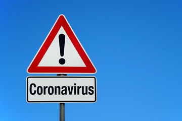 Coronavirus Warnung mit Achtung Schild und Textfreiraum