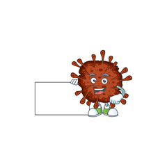 Funny infection coronavirus cartoon design Thumbs up with a white board