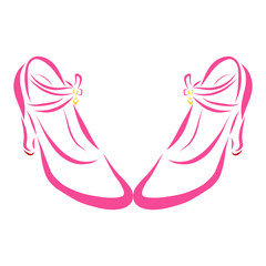 pair of pink women's high-heeled shoes with hanging hearts