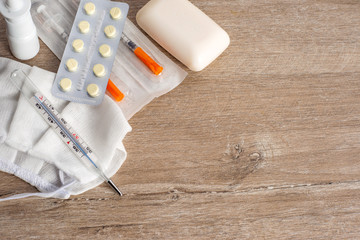 set for home protection against coronavirus, personal care products