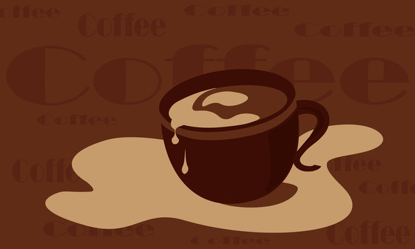 Spilled coffee from a cup, vector illustration, clip art style, morning time concept.