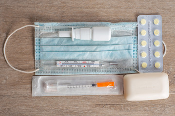 set for home protection against coronavirus, personal care products