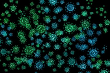 Colorful illustrated coronavirus pattern background