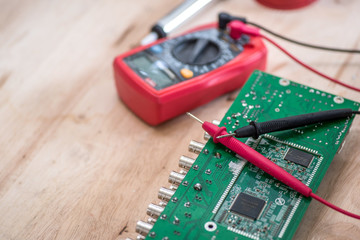 Computer repair concept Close-up view.Hardware.