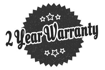 2 year warranty sign. 2 year warranty round vintage retro label. 2 year warranty