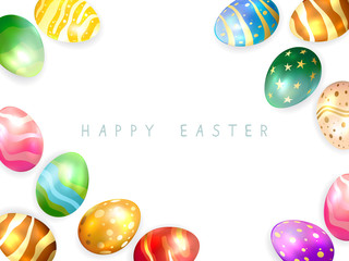 Set of Colorful Easter Eggs on White