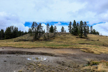Fototapeta na wymiar Streaming geyser basin in Yellowstone National Park, USA