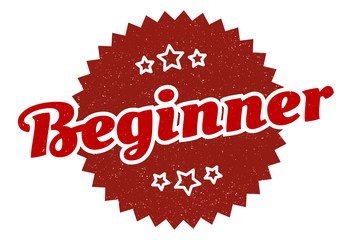 beginner sign. beginner round vintage retro label. beginner