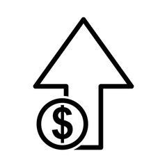 Dollar up Icon Flat Style Isolated Vector Illustration