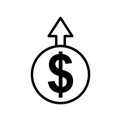 Dollar up Icon Flat Style Isolated Vector Illustration