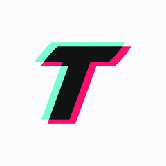 initial letter with 3d glitch effect like tiktok