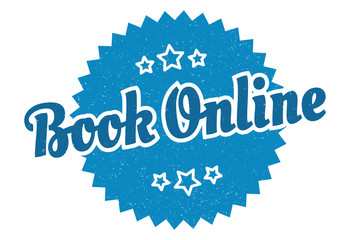 book online sign. book online round vintage retro label. book online