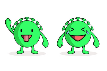 Fototapeta premium Corona virus mutation to covid-19 Type S and covid-19 Type L.cartoon style.vector illustration on white background.