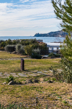 Winter sunset over the bay of Portopiccolo Sistiana. Duino. Italy