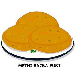 Methi bajra puri indian Rajasthani Food Vector