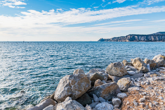 Winter sunset over the bay of Portopiccolo Sistiana. Duino. Italy