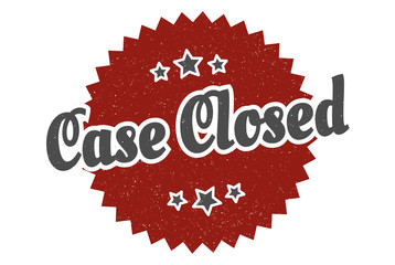 case closed sign. case closed round vintage retro label. case closed