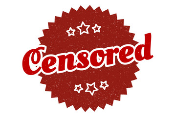 censored sign. censored round vintage retro label. censored