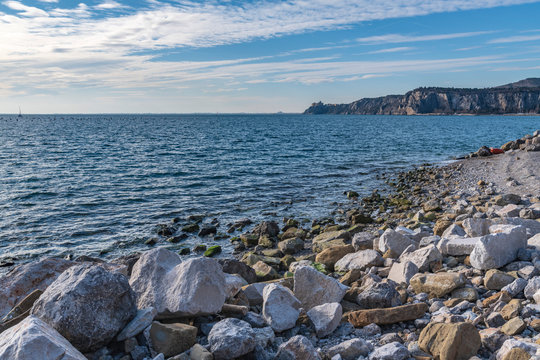 Winter sunset over the bay of Portopiccolo Sistiana. Duino. Italy