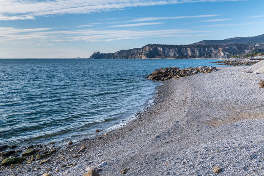 Winter sunset over the bay of Portopiccolo Sistiana. Duino. Italy