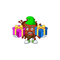 Funny face cartoon design of infection coronavirus with tongue out