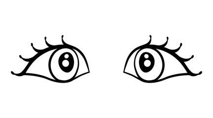 Pair of eyes with an attentive look. Complement with faces of people, birds and animals, etc. Fantastic clipart for t-shirt, pillow, card, package. 