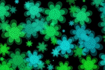 Colorful flower patterned wallpaper with black background