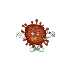 Infection coronavirus cartoon character design concept showing silent gesture