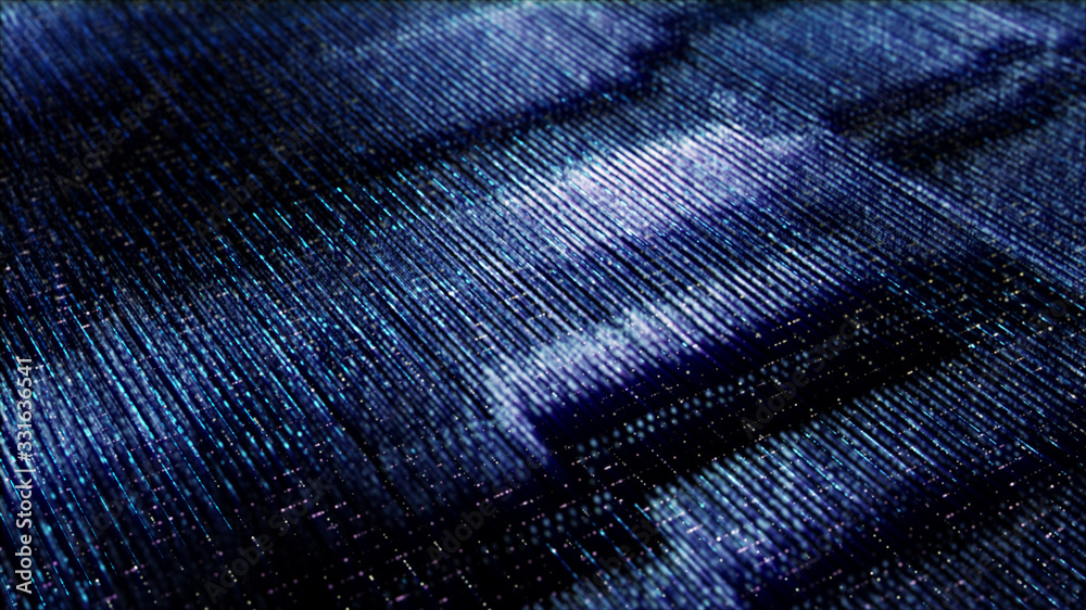 Poster Futuristic digital generated image abstract matrix particles de-focus grid in cyber space digital background environment