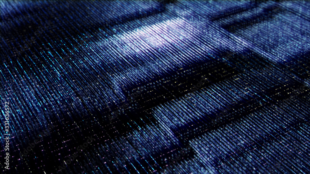 Poster Futuristic digital generated image abstract matrix particles de-focus grid in cyber space digital background environment
