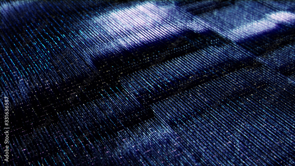 Poster Futuristic digital generated image abstract matrix particles de-focus grid in cyber space digital background environment