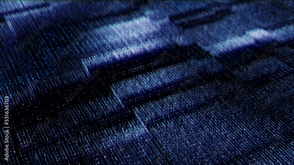 Poster Futuristic digital generated image abstract matrix particles de-focus grid in cyber space digital background environment
