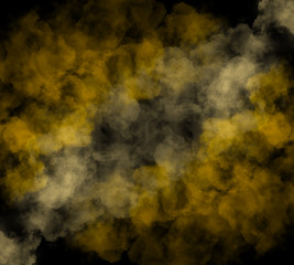 Digital Illustration golden smoke isolated transparent special effect. Yellow vector cloudiness, mist or smog background.Golden sparks isolated on a transparent background special effect. 