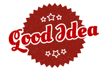 good idea sign. good idea round vintage retro label. good idea