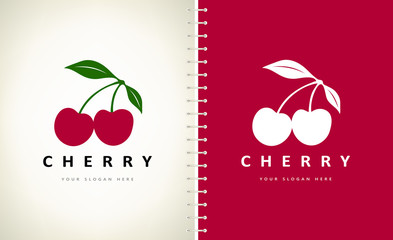 Cherry logo vector. Food berry design.