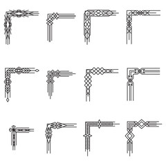 Art Deco Corners..Set of design elements for cards, letters, frames, jewelry and fashion. Vector illustration.