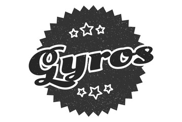 gyros sign. gyros round vintage retro label. gyros
