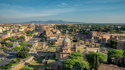 Fototapeta na wymiar Panoramic view from the Vittorio Emanuele II Monument, Rome, Lazio, Italy