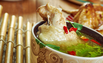 Kurdish Fried Chicken in Broth