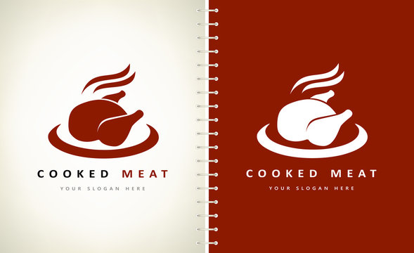 Grilled chicken logo vector. Food design.