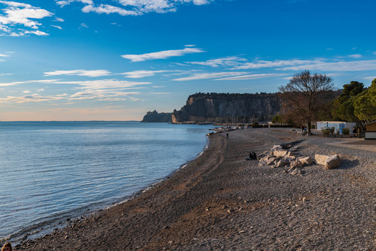 Winter sunset over the bay of Portopiccolo Sistiana. Duino. Italy
