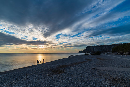 Winter sunset over the bay of Portopiccolo Sistiana. Duino. Italy