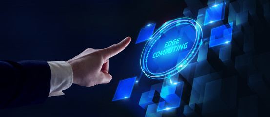 Edge computing modern IT technology on virtual screen. Business, technology, internet and...