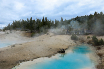Streaming geyser basin in Yellowstone National Park, USA