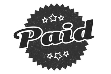 paid sign. paid round vintage retro label. paid