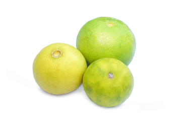 fresh Three lemons isolated on white background with clipping path.