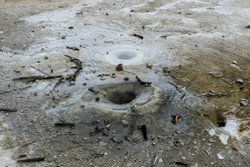 Sulfur Water Points in the Yellowstone National Park, USA